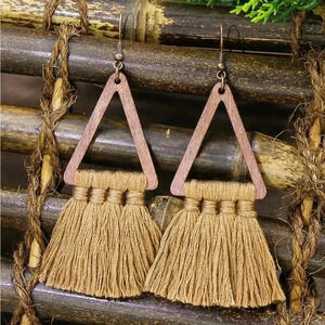 NEW Triangle Tassel Boho Drop Earrings